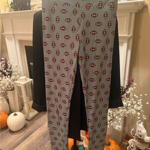 LuLaRoe Blue and Brown Football Leggings